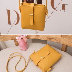 Yellow PU Leather Mini Crossbody Purse